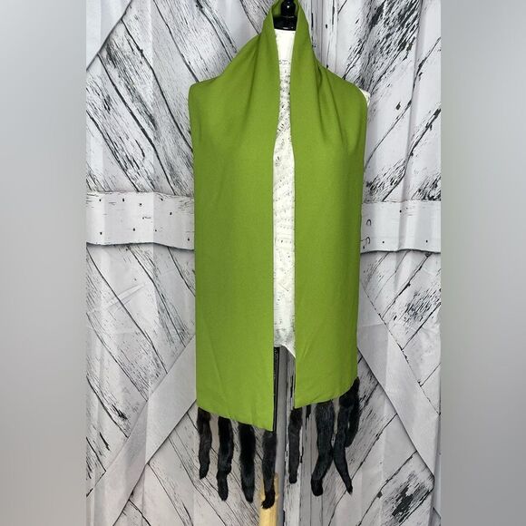 Vintage Mink Tail Chartreuse Scarf - Picture 2 of 5